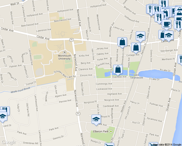 map of restaurants, bars, coffee shops, grocery stores, and more near 866 Van Court Avenue in Long Branch