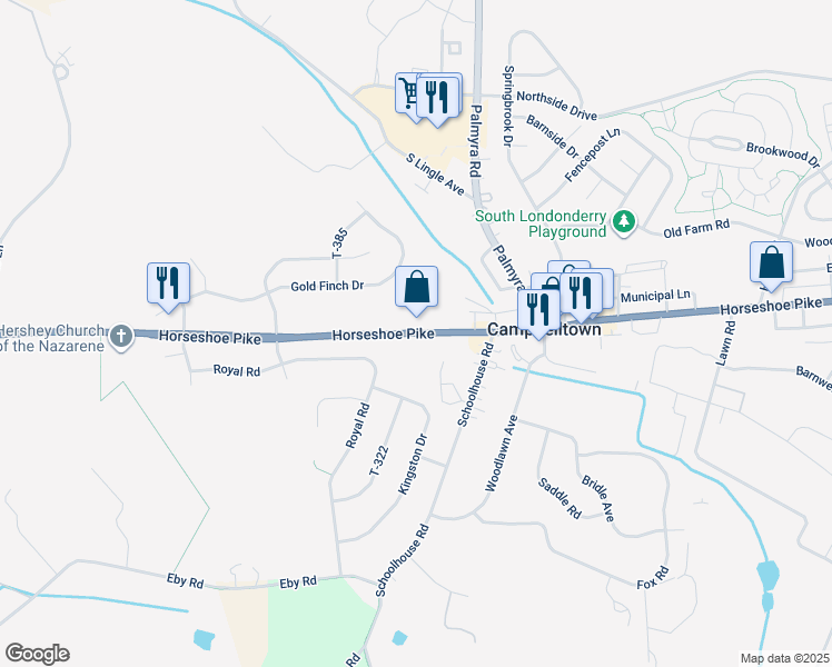 map of restaurants, bars, coffee shops, grocery stores, and more near 26 Four Little Acres Drive in Campbelltown