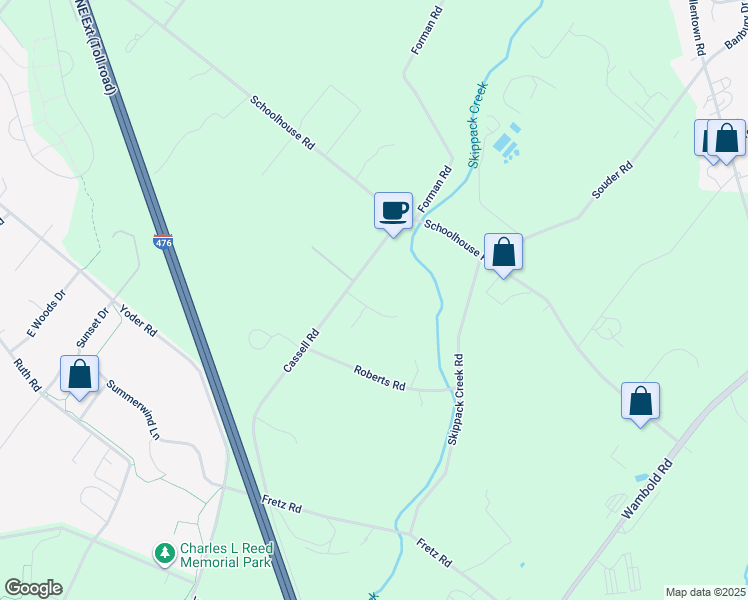 map of restaurants, bars, coffee shops, grocery stores, and more near 137 Bridle View Way in Souderton