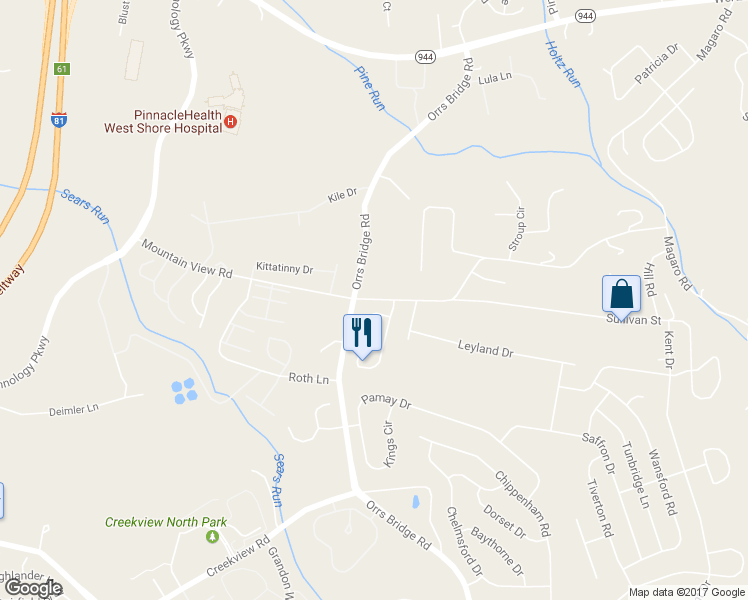 map of restaurants, bars, coffee shops, grocery stores, and more near 4096 Mountain View Road in Cumberland County