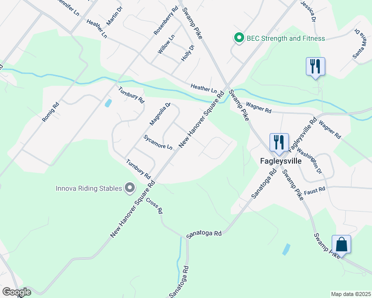 map of restaurants, bars, coffee shops, grocery stores, and more near 2438 New Hanover Square Road in Gilbertsville