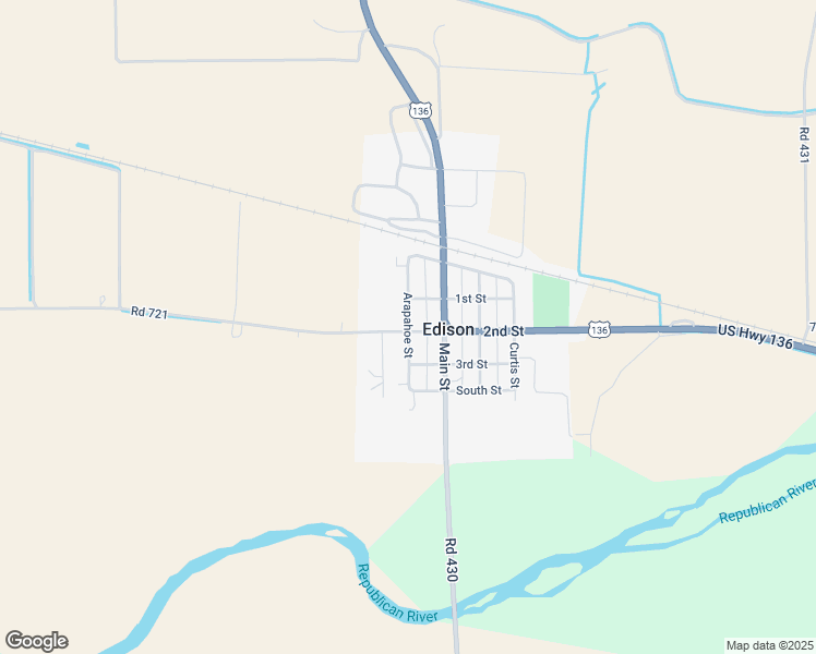 map of restaurants, bars, coffee shops, grocery stores, and more near Arapahoe Street in Edison