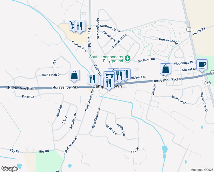map of restaurants, bars, coffee shops, grocery stores, and more near in Campbelltown