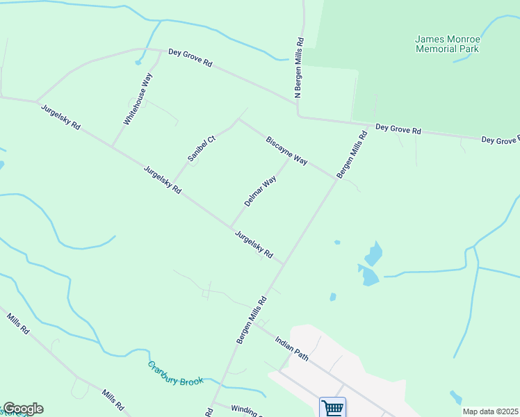 map of restaurants, bars, coffee shops, grocery stores, and more near 7 Delmar Way in Monroe Township