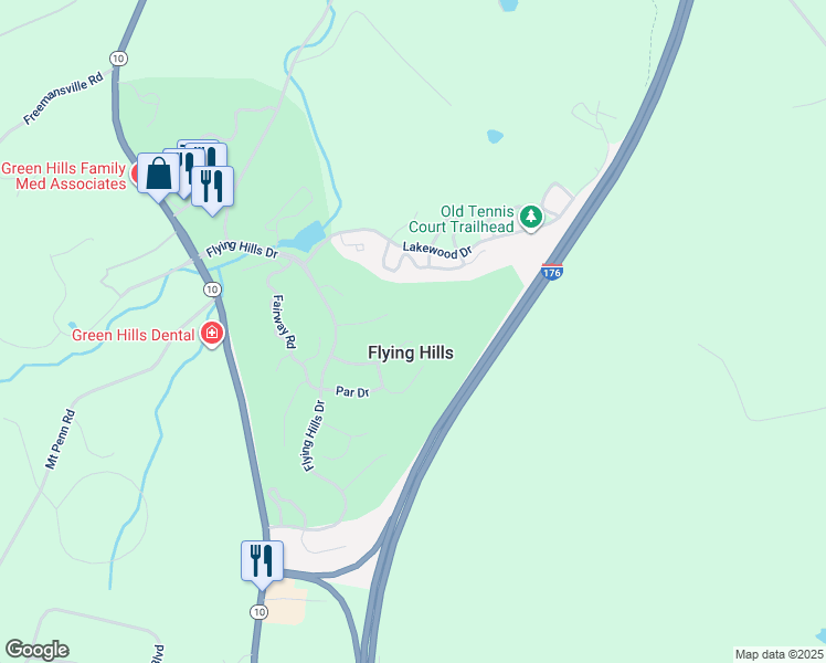 map of restaurants, bars, coffee shops, grocery stores, and more near 12 Nassau Circle in Reading