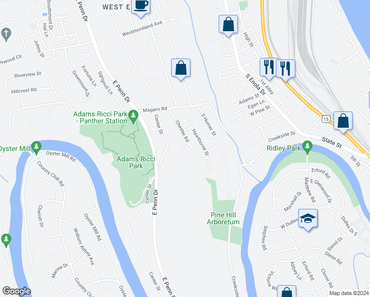 map of restaurants, bars, coffee shops, grocery stores, and more near 903 Chester Road in Enola