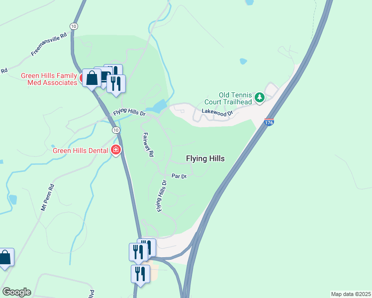 map of restaurants, bars, coffee shops, grocery stores, and more near 13 Iron Circle in Reading