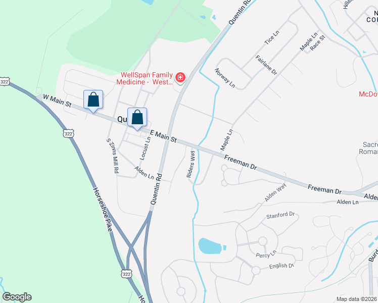 map of restaurants, bars, coffee shops, grocery stores, and more near 9 East Main Street in Lebanon