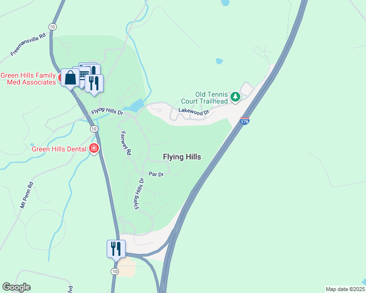 map of restaurants, bars, coffee shops, grocery stores, and more near 12 Nassau Circle in Reading