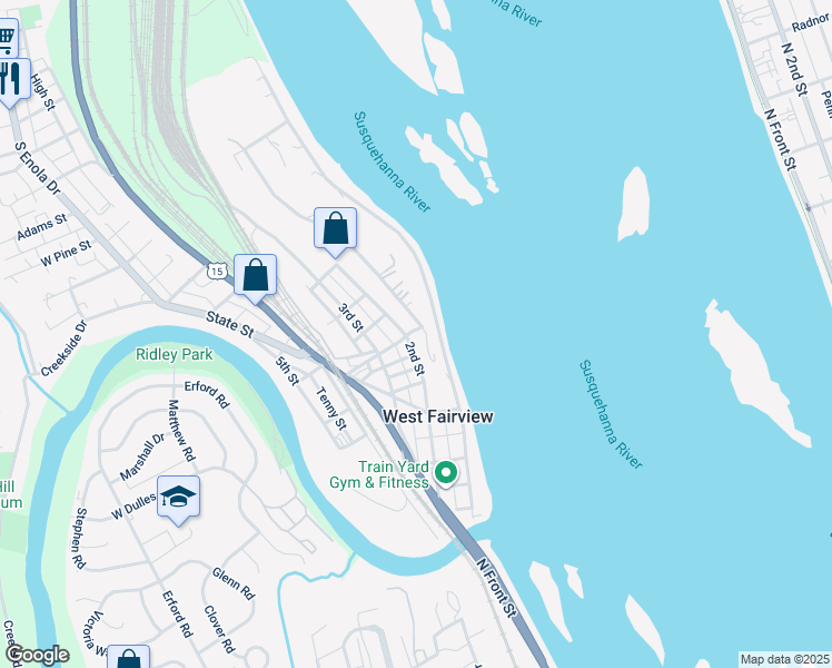 map of restaurants, bars, coffee shops, grocery stores, and more near 1415 2nd Street in Enola