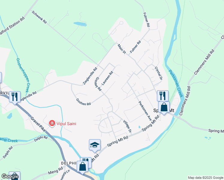 map of restaurants, bars, coffee shops, grocery stores, and more near 219 Goshen Road in Schwenksville