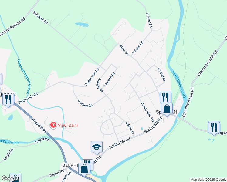 map of restaurants, bars, coffee shops, grocery stores, and more near 219 Goshen Road in Schwenksville