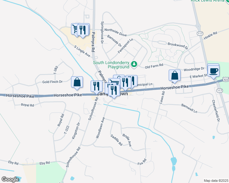 map of restaurants, bars, coffee shops, grocery stores, and more near in Campbelltown