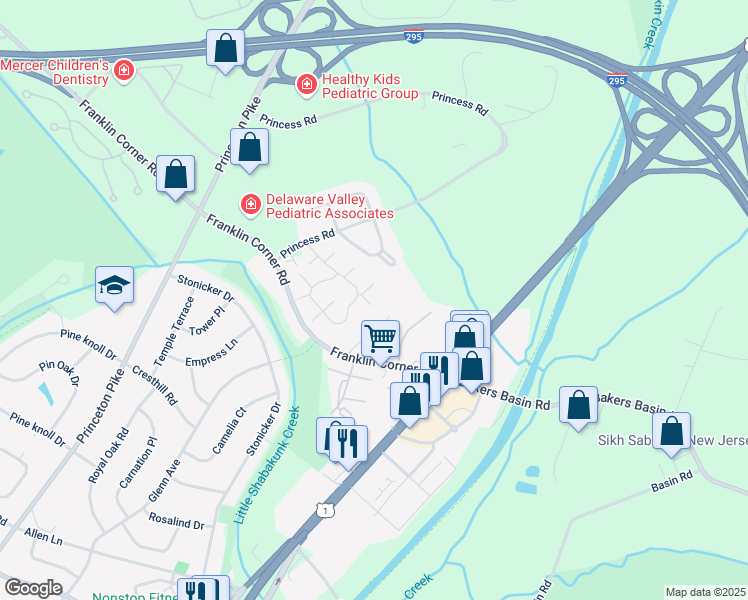 map of restaurants, bars, coffee shops, grocery stores, and more near 1302 Golden Place in Trenton