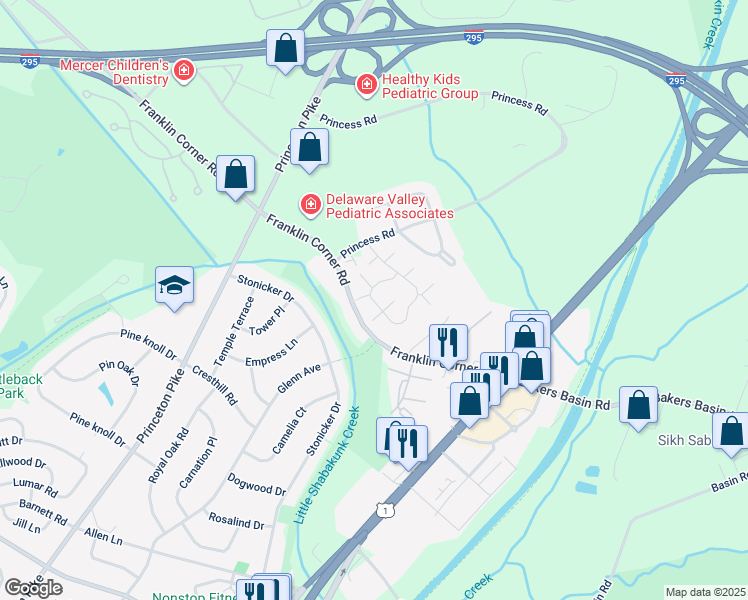 map of restaurants, bars, coffee shops, grocery stores, and more near 804 Eagles Chase Drive in Trenton