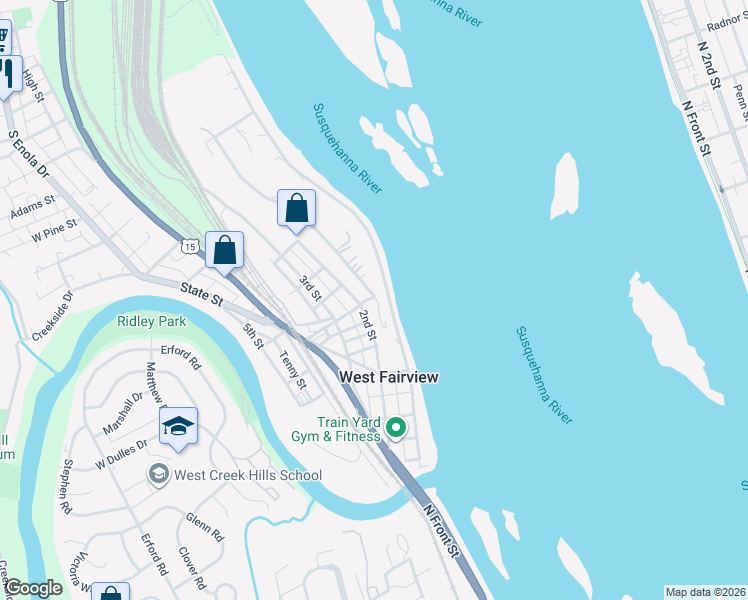 map of restaurants, bars, coffee shops, grocery stores, and more near 405 Front Street in Enola