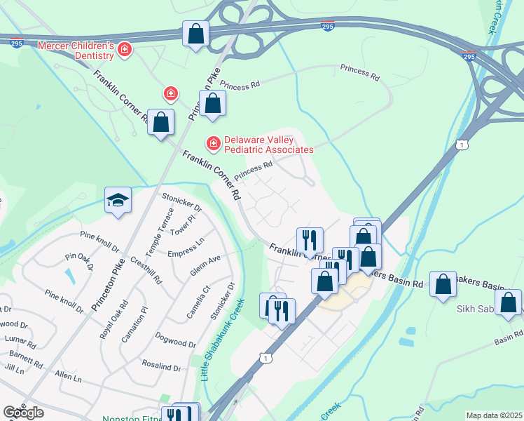 map of restaurants, bars, coffee shops, grocery stores, and more near 804 Eagles Chase Drive in Trenton