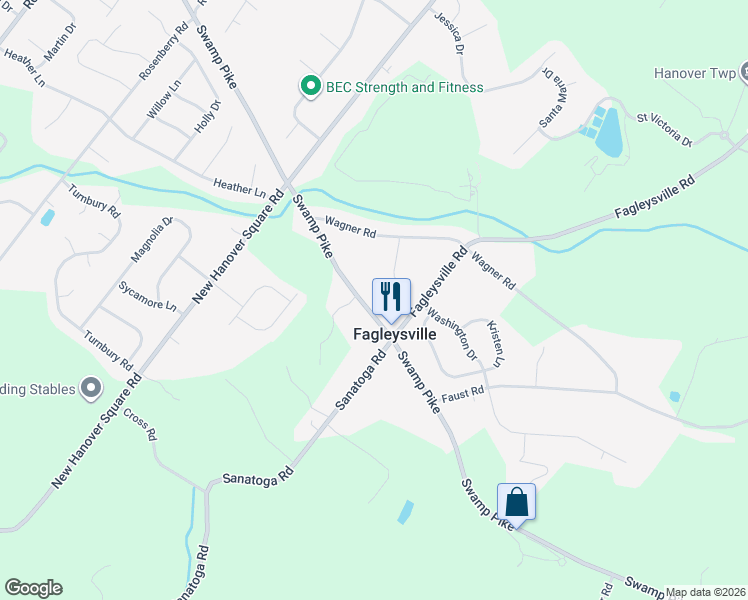 map of restaurants, bars, coffee shops, grocery stores, and more near 2863 Marietta Way in Gilbertsville