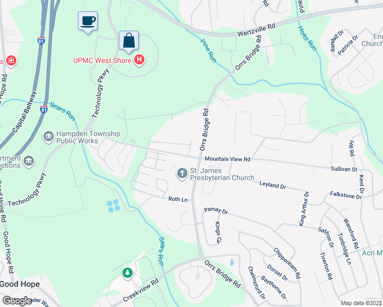 map of restaurants, bars, coffee shops, grocery stores, and more near 1502 Tussey Court in Mechanicsburg