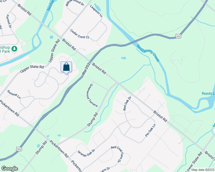 map of restaurants, bars, coffee shops, grocery stores, and more near 1302 Stump Road in Chalfont