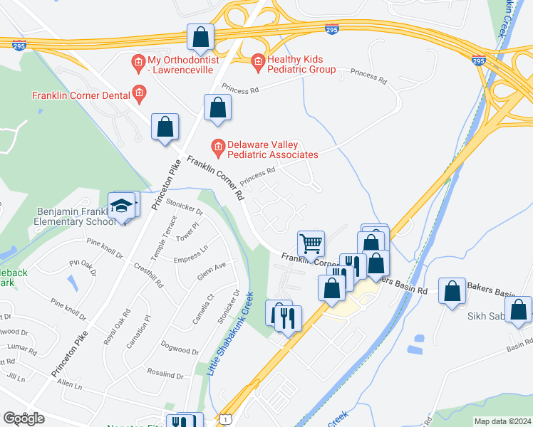 map of restaurants, bars, coffee shops, grocery stores, and more near 804 Eagles Chase Drive in Trenton