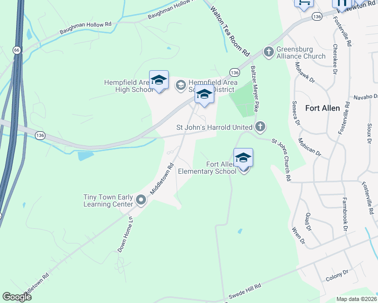 map of restaurants, bars, coffee shops, grocery stores, and more near 1334 Middletown Rd in Greensburg