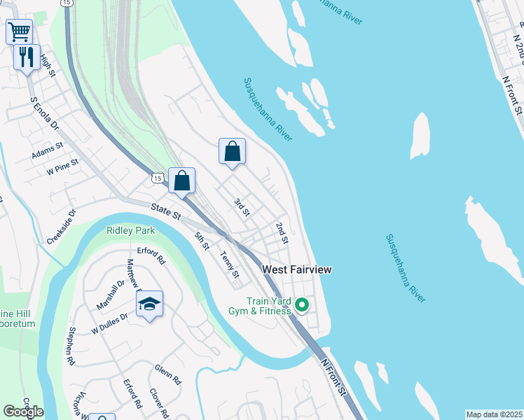 map of restaurants, bars, coffee shops, grocery stores, and more near 2nd Street in Enola