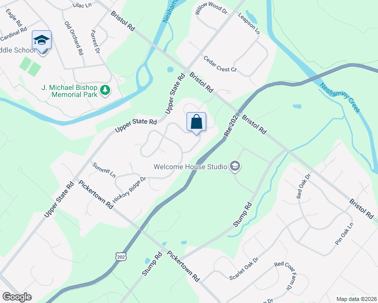 map of restaurants, bars, coffee shops, grocery stores, and more near 980 Hickory Ridge Dr in Chalfont