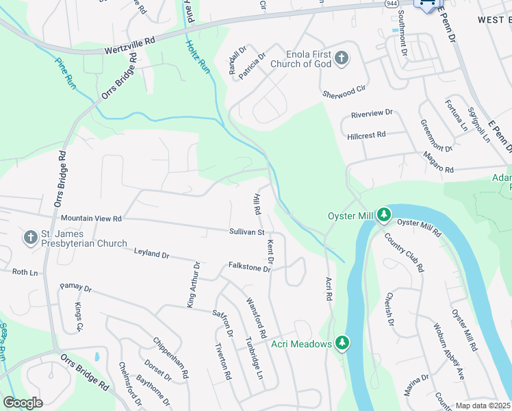 map of restaurants, bars, coffee shops, grocery stores, and more near Hill Road in Cumberland County