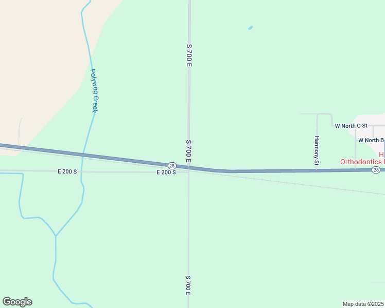 map of restaurants, bars, coffee shops, grocery stores, and more near 1927 South 700 East in Elwood