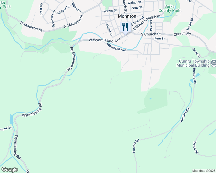 map of restaurants, bars, coffee shops, grocery stores, and more near 77 Granite Street in Mohnton