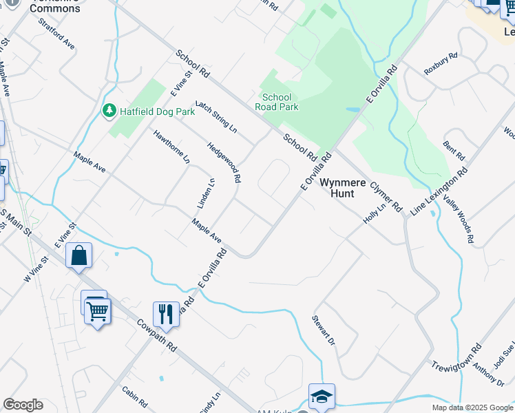 map of restaurants, bars, coffee shops, grocery stores, and more near 1535 Brush Hollow Rd in Hatfield