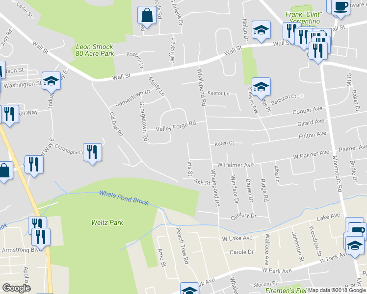 map of restaurants, bars, coffee shops, grocery stores, and more near 15 Iris Street in Eatontown