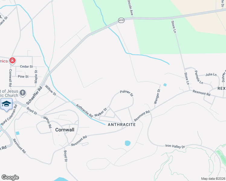 map of restaurants, bars, coffee shops, grocery stores, and more near 39 Palmer Street in Lebanon