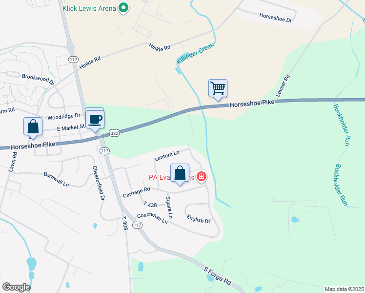 map of restaurants, bars, coffee shops, grocery stores, and more near 95 Lantern Lane in Palmyra