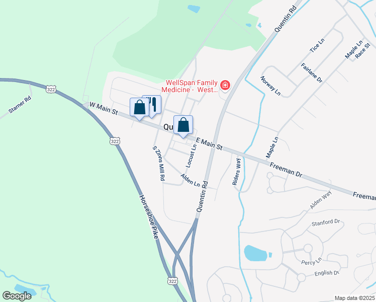 map of restaurants, bars, coffee shops, grocery stores, and more near 11 Locust Lane in Lebanon