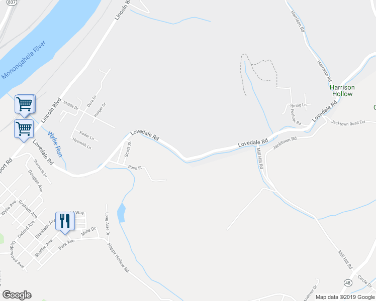 map of restaurants, bars, coffee shops, grocery stores, and more near 1183 Lovedale Road in Elizabeth