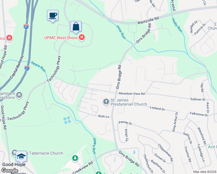 map of restaurants, bars, coffee shops, grocery stores, and more near 4121 Kittatinny Drive in Mechanicsburg