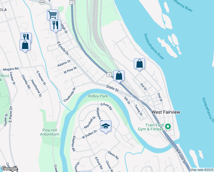 map of restaurants, bars, coffee shops, grocery stores, and more near 502 State Street in Enola