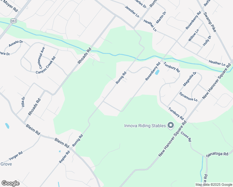 map of restaurants, bars, coffee shops, grocery stores, and more near 2384 Romig Road in Gilbertsville