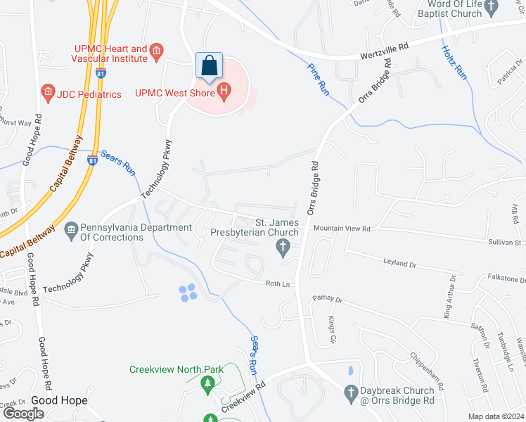 map of restaurants, bars, coffee shops, grocery stores, and more near 4165 Kittatinny Drive in Mechanicsburg