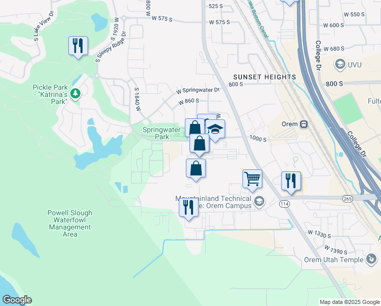 map of restaurants, bars, coffee shops, grocery stores, and more near 1014 South 1680 West in Orem