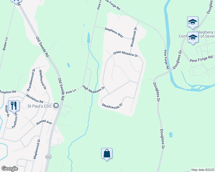map of restaurants, bars, coffee shops, grocery stores, and more near 200 Green Meadow Drive in Douglassville