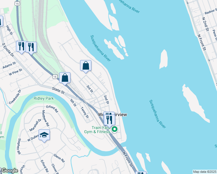 map of restaurants, bars, coffee shops, grocery stores, and more near 1405 High Street in Enola