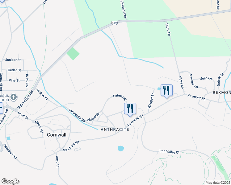 map of restaurants, bars, coffee shops, grocery stores, and more near 31 Palmer Street in Lebanon