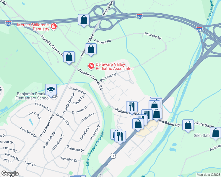 map of restaurants, bars, coffee shops, grocery stores, and more near 804 Eagles Chase Drive in Trenton