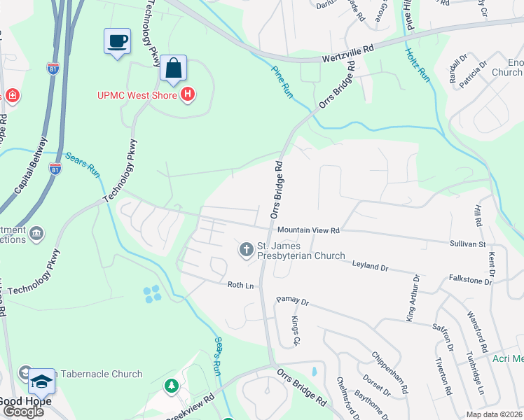 map of restaurants, bars, coffee shops, grocery stores, and more near 4121 Kittatinny Drive in Mechanicsburg