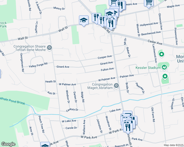 map of restaurants, bars, coffee shops, grocery stores, and more near 48 Fulton Avenue in West Long Branch