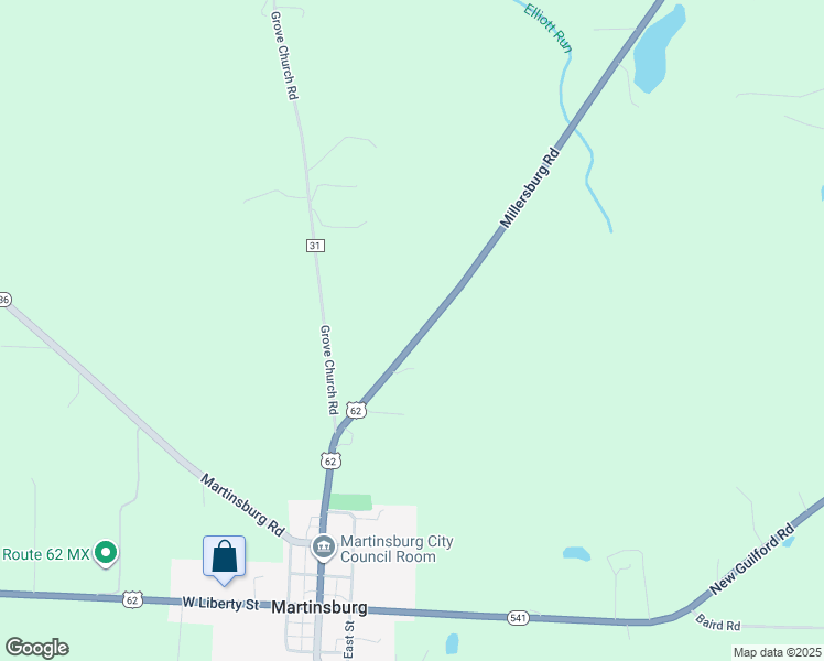 map of restaurants, bars, coffee shops, grocery stores, and more near 3343 Millersburg Road in Gambier