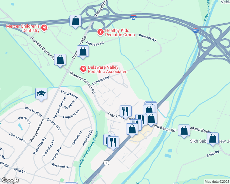 map of restaurants, bars, coffee shops, grocery stores, and more near 906 Eagles Chase Drive in Trenton